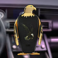 Eagle design car phone holder with wireless charging on a car dashboard