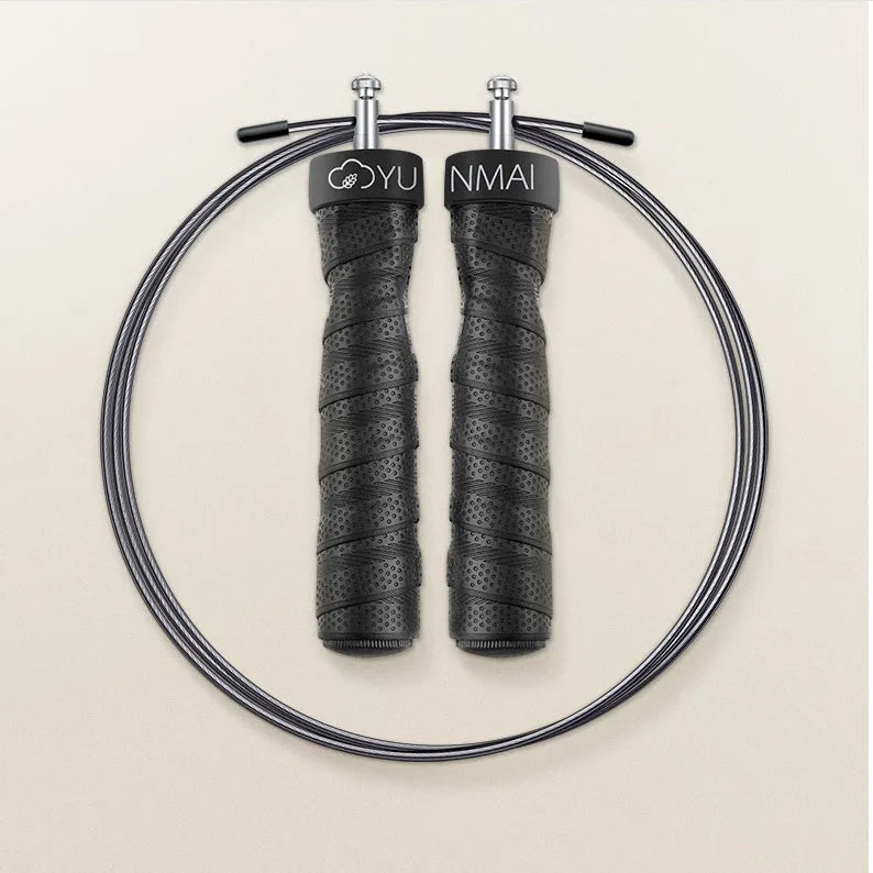 PROCIRCLE foam skipping rope with bearing mechanism, 160g weight block, black handle, on grey background
