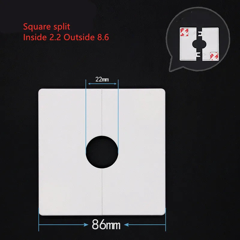 Square decorative wall cover sticker in ABS plastic with 3M adhesive for concealing holes and cables