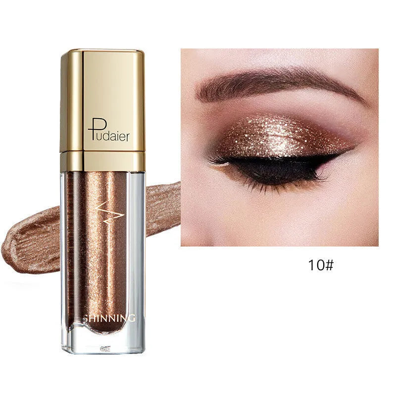 18-colour glitter eyeshadow palette with mother-of-pearl shades including Beige, Rose Gold, and Sapphire Blue