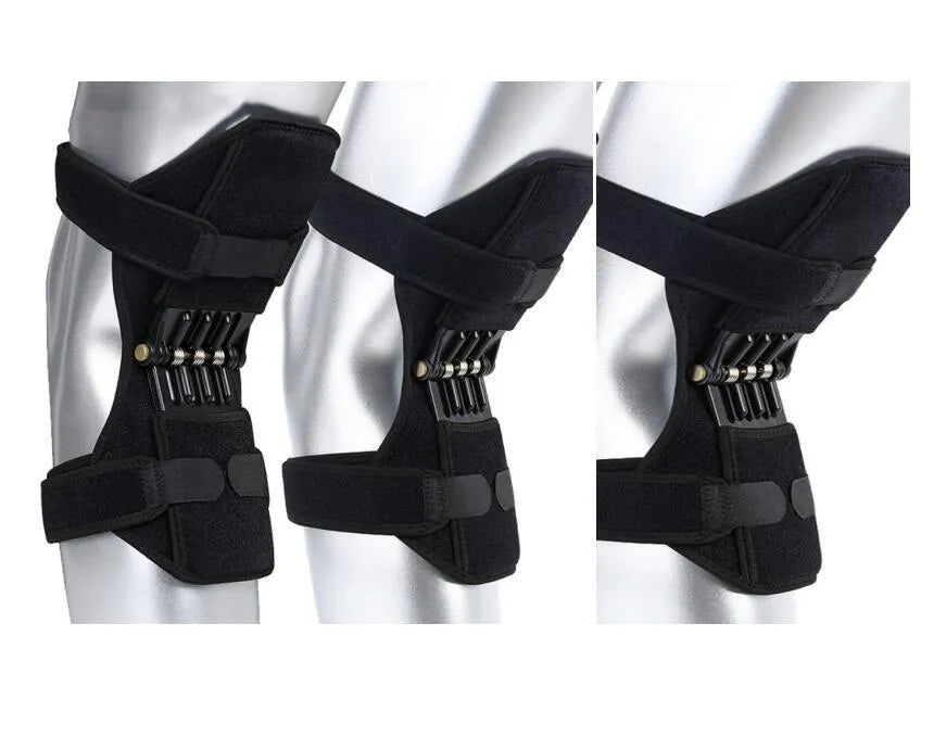 Adjustable knee brace with patella support and spring mechanism in breathable fabric