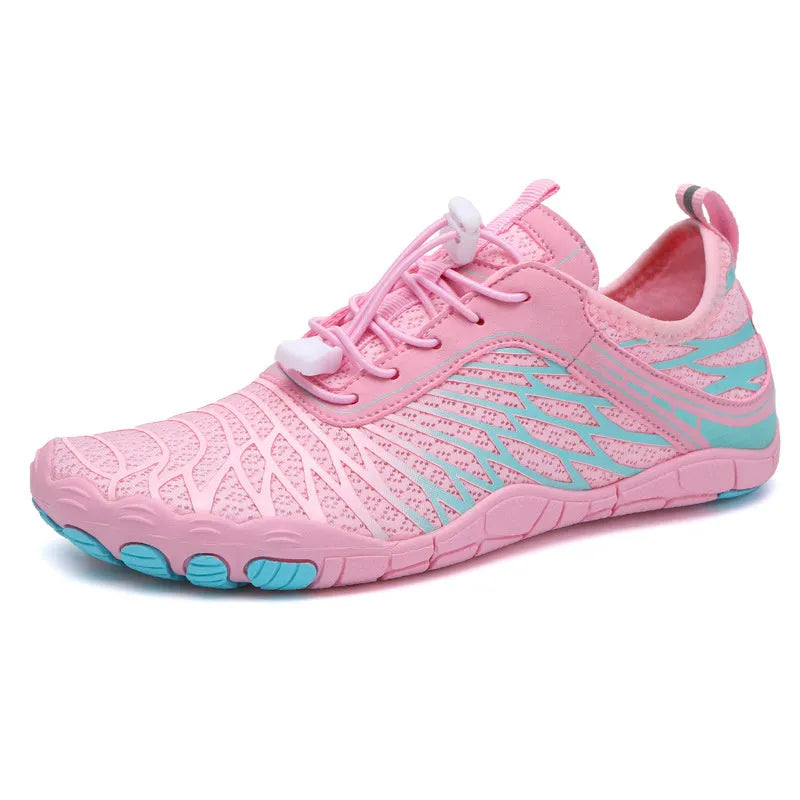 Men's white and black lace-up casual sports shoes with rubber sole on a plain background