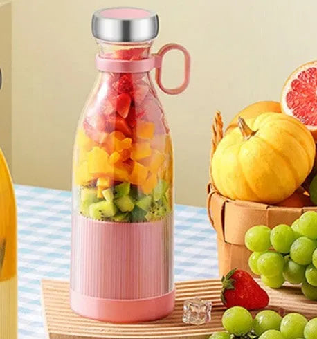 Portable USB charging juice cup blender with four cutter heads in blue colour