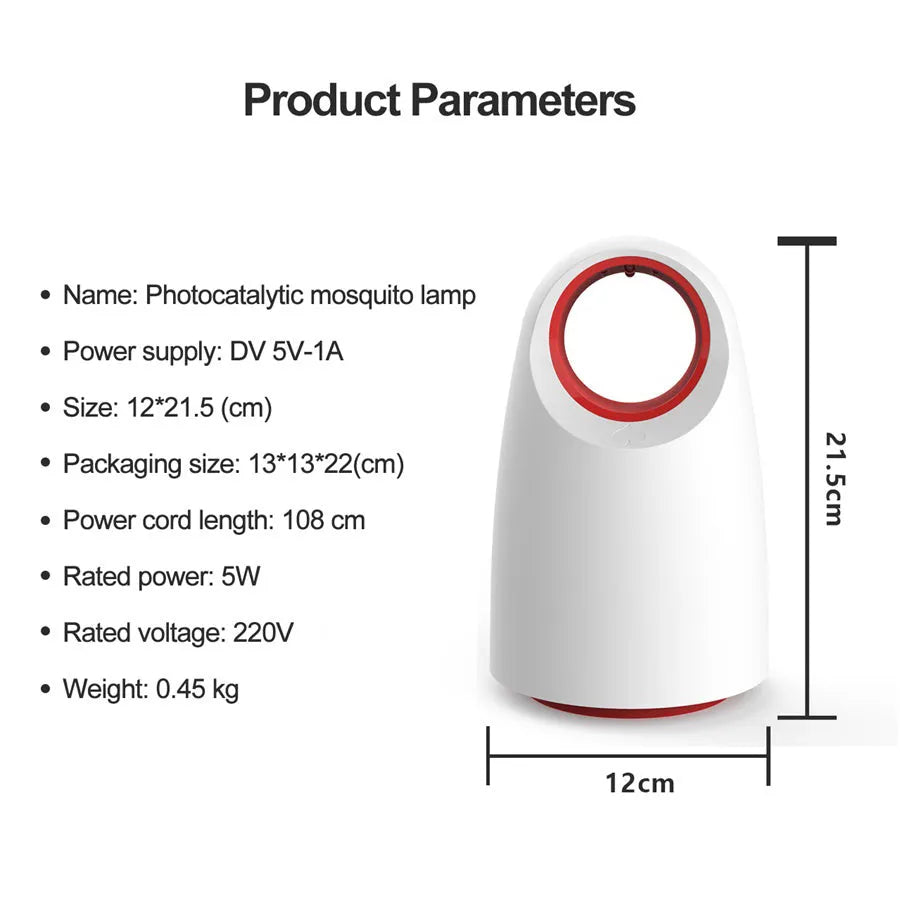 Black and white silent mosquito killer lamp with USB cable for indoor insect control