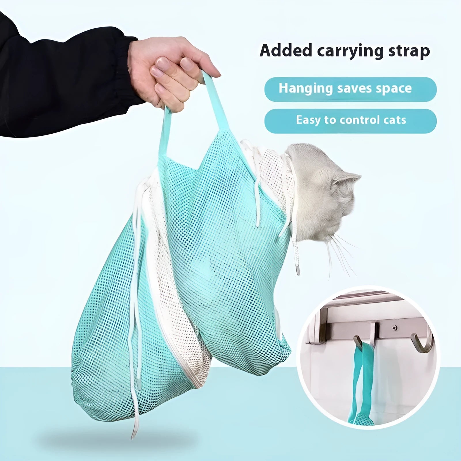 Upgraded cat grooming bag with detachable sponge in grey and white colour option