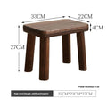 Distressed solid wood household stool with a bracket structure frame for shoe changing.