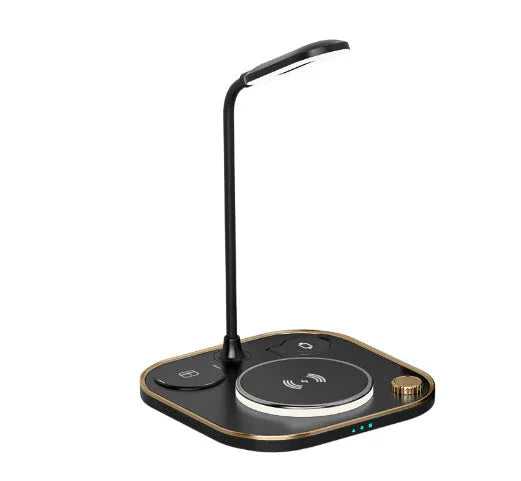 Three-in-one wireless magnetic charging dock with 15W fast charging and desk lamp in black, green or white