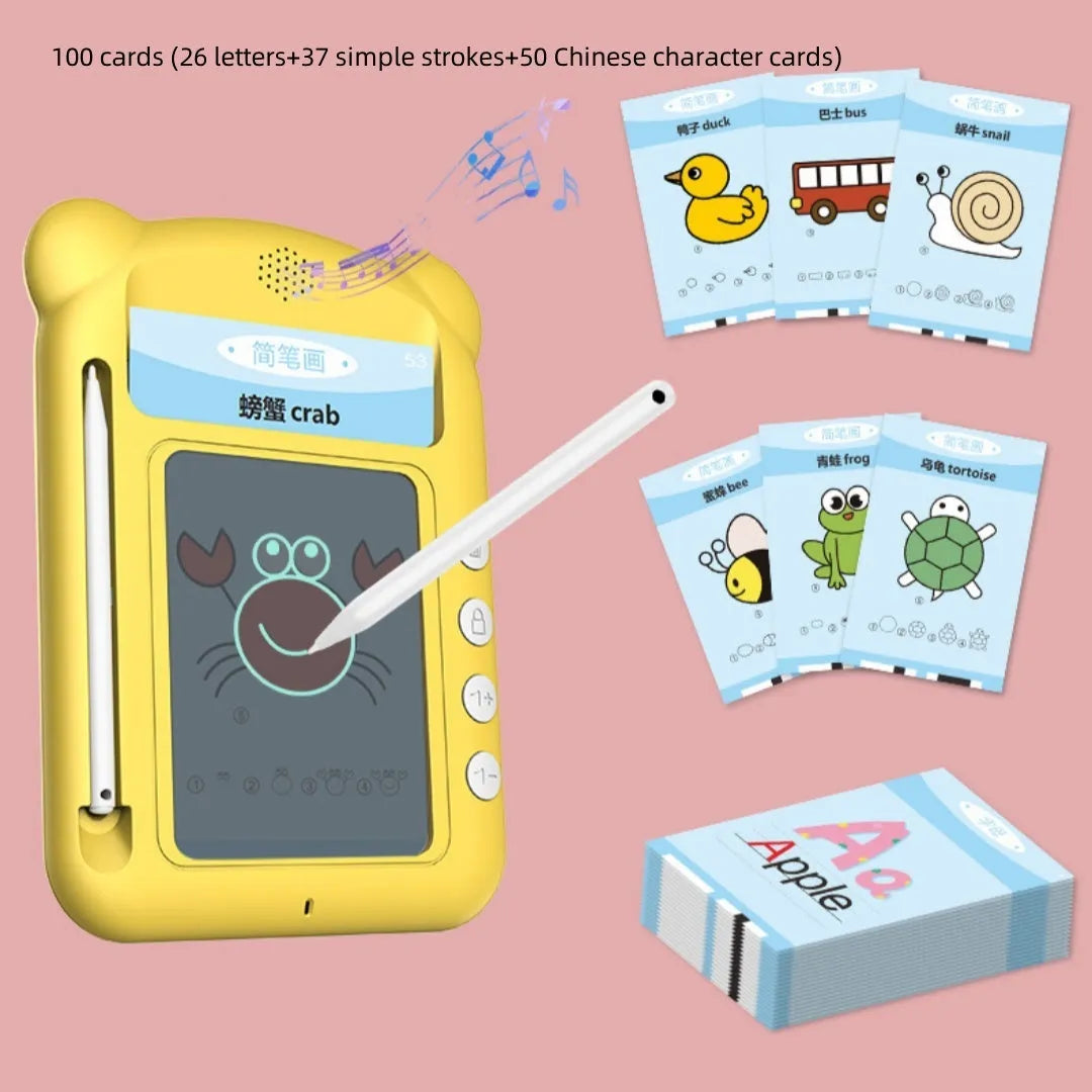 Yellow Creative Stick Figure Bilingual Early Learning Machine V3 with educational cards