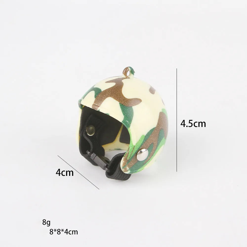 Small adjustable plastic helmet for chickens and birds with elastic bands and sponge lining