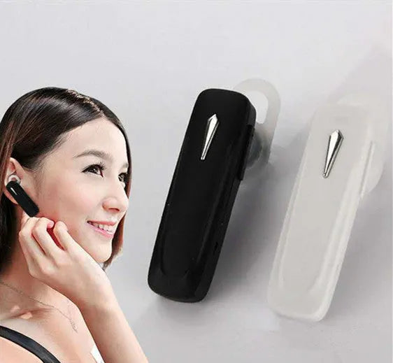 M163 Bluetooth car headset showing control buttons for calls, volume, and selfie remote
