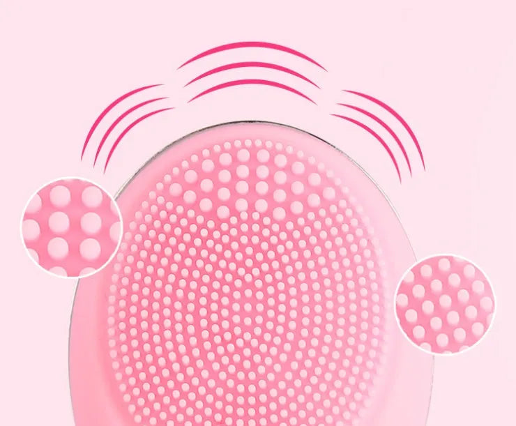 Electric face wash device in pink with ultrasonic vibration function
