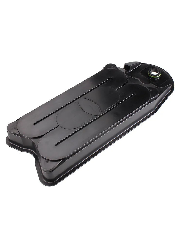 Black automotive crankcase ventilation filter for Ram trucks with 6.7L Cummins diesel engine