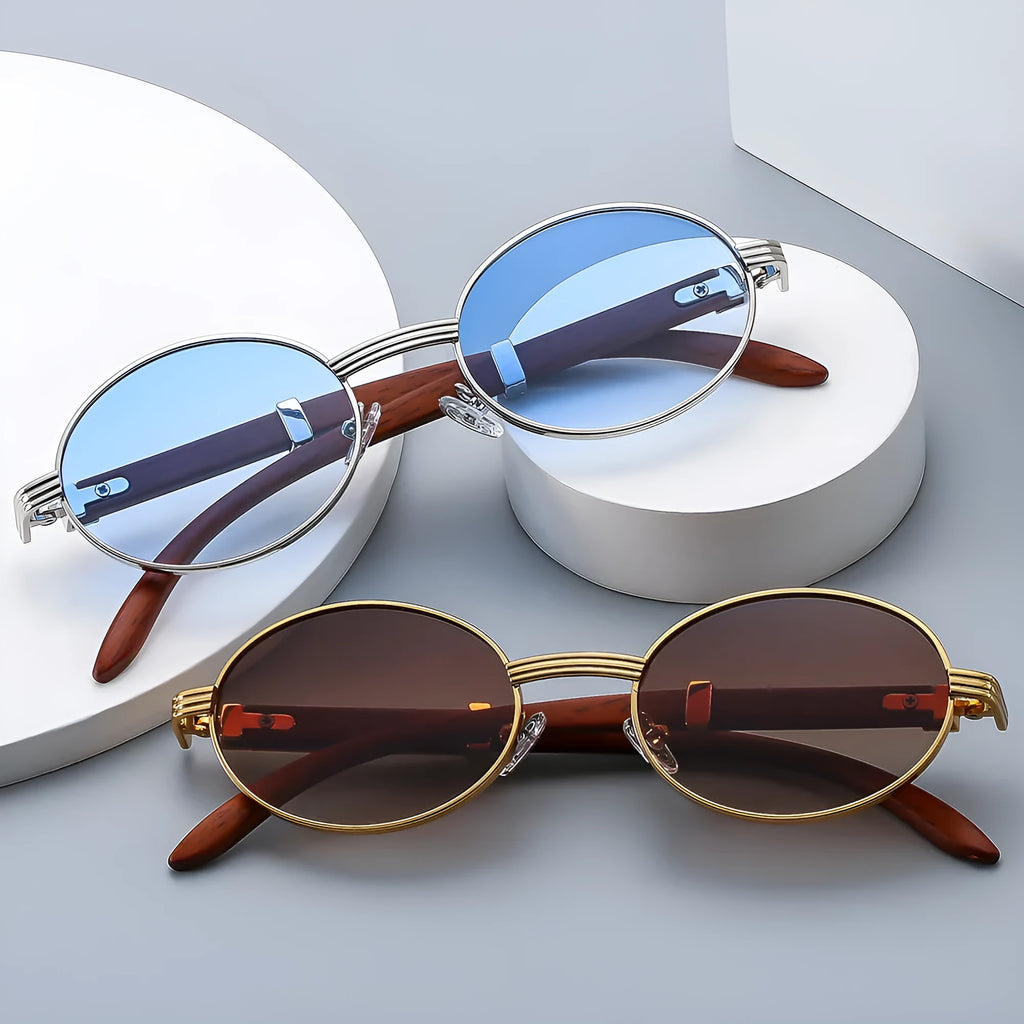 Fashion UV protection sunglasses with plastic frame and grey lens in gold finish