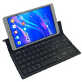 Black folding Bluetooth keyboard for tablets with numeric keypad and aluminium bottom