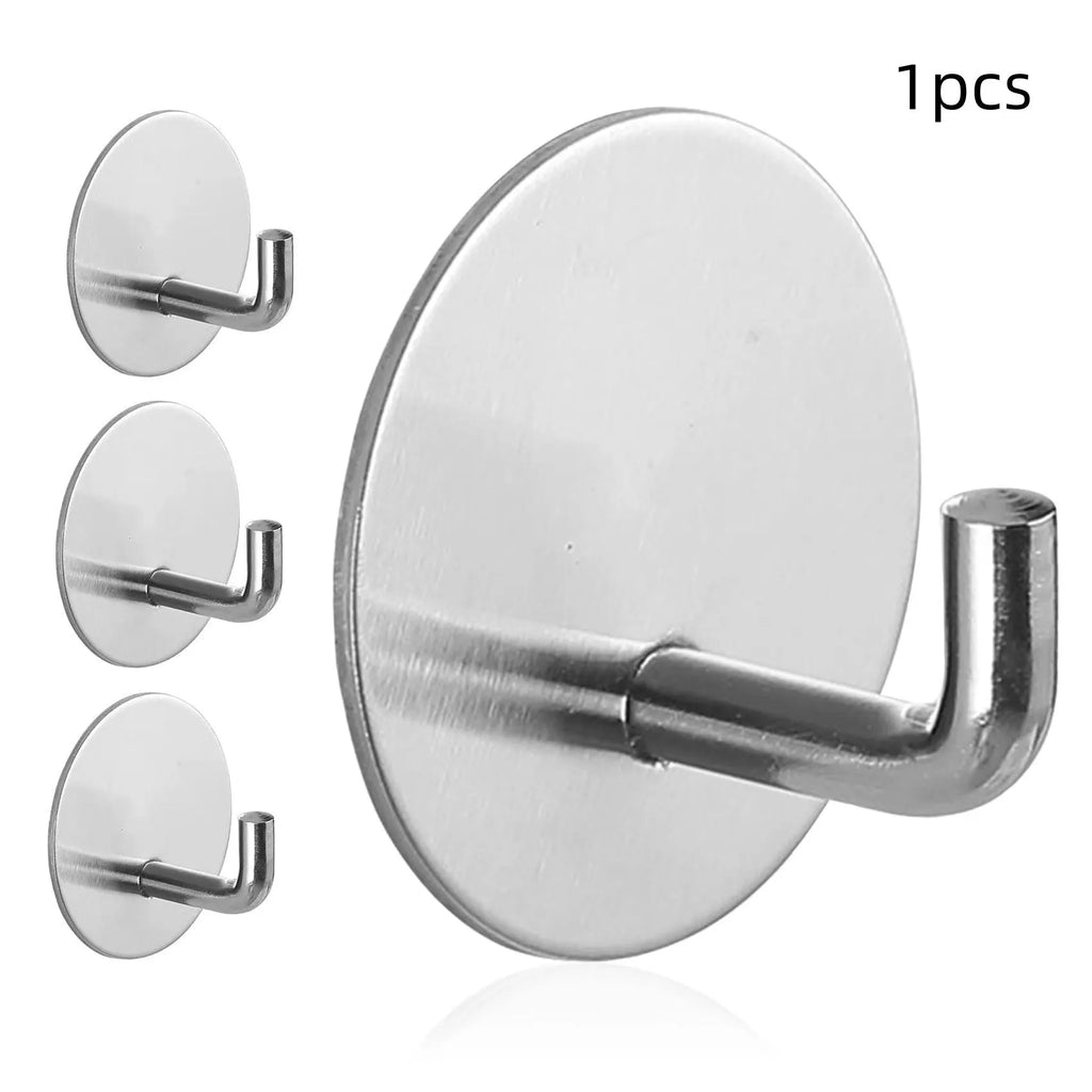 Stainless steel self-adhesive wall hook in black and polished finishes
