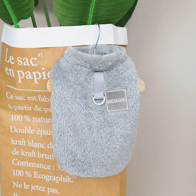 Coral fleece fluffy jacket for dog or cat in blue colour