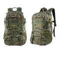 Outdoor mountaineering backpack in Oxford cloth shown in a camouflage colour with air pillow belt system.