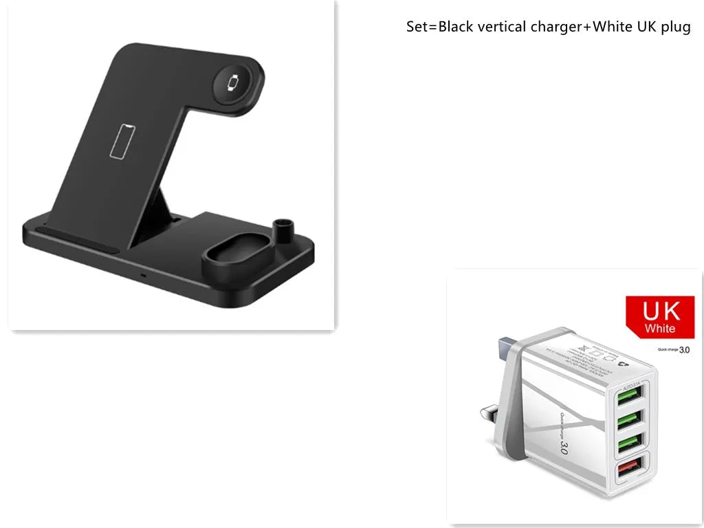 4-in-1 wireless charging station with adjustable magnetic phone stand, charging Apple Watch, AirPods and Apple Pencil simultaneously