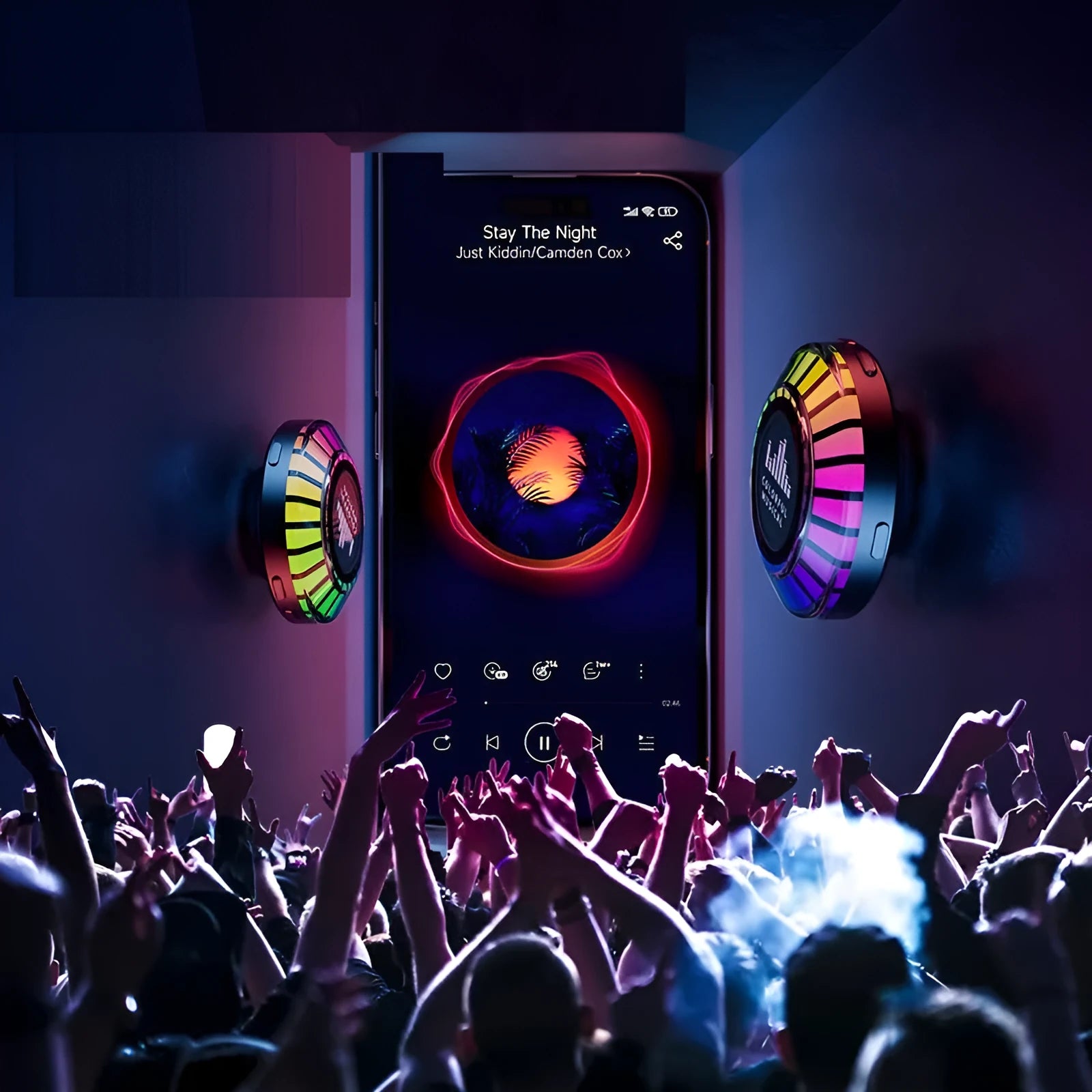 Compact cube-shaped Bluetooth atmosphere light with voice control and polar light effects