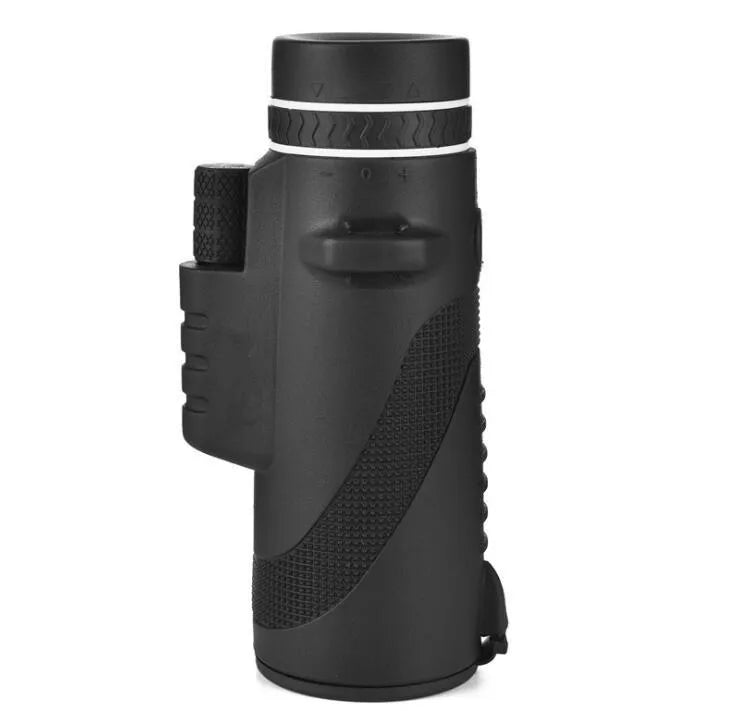 Black HD monocular telescope with 40x magnification and 60mm objective lens for smartphone photography