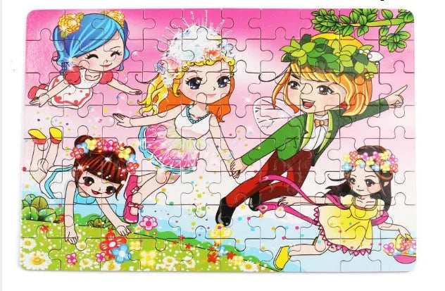 80-piece wooden animal puzzle set in iron box, designed for children aged 3 and over, featuring bear and riding themes
