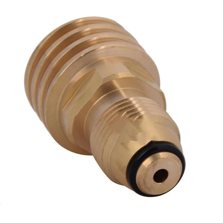 Gold-coloured brass gas brazing adapter with 7mm diameter and internal thread connection