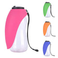 Sky blue portable pet water bottle with key lock showing 680ml capacity measurement