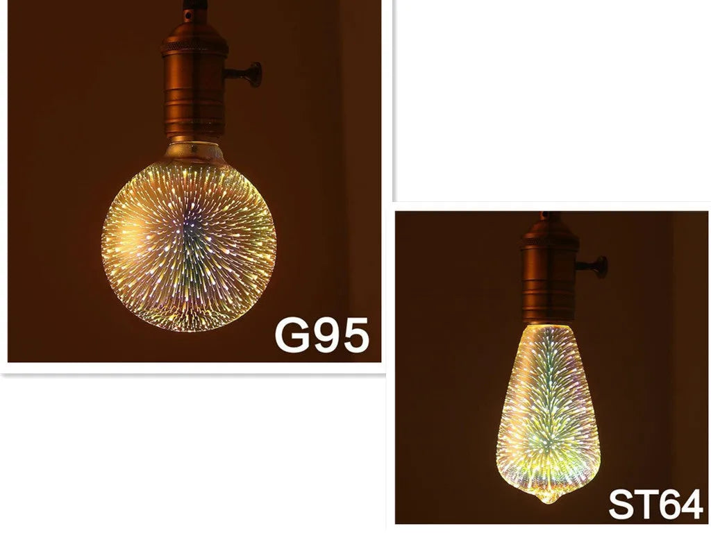 3D Firework LED decoration bulb with E27 base for holiday and novelty lighting