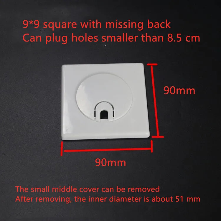 Square decorative wall cover sticker in ABS plastic with 3M adhesive for concealing holes and cables