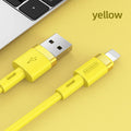 Type-C data charger cable in black, purple, red, white, and yellow colours showing 1.2m length
