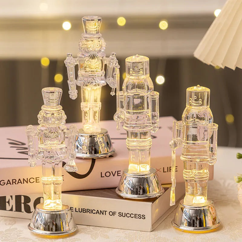 Transparent plastic walnut soldier nutcracker Christmas desktop decoration