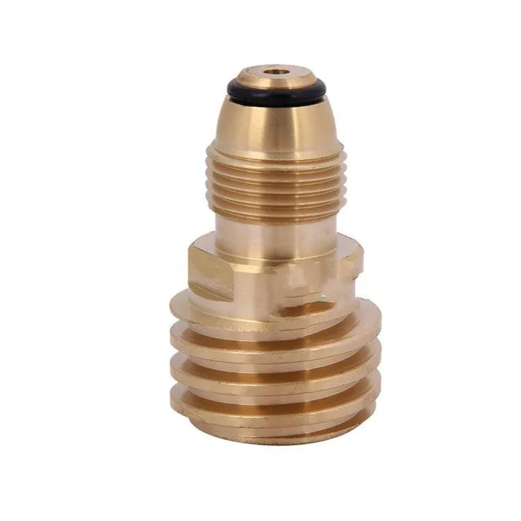 Gold-coloured brass gas brazing adapter with 7mm diameter and internal thread connection