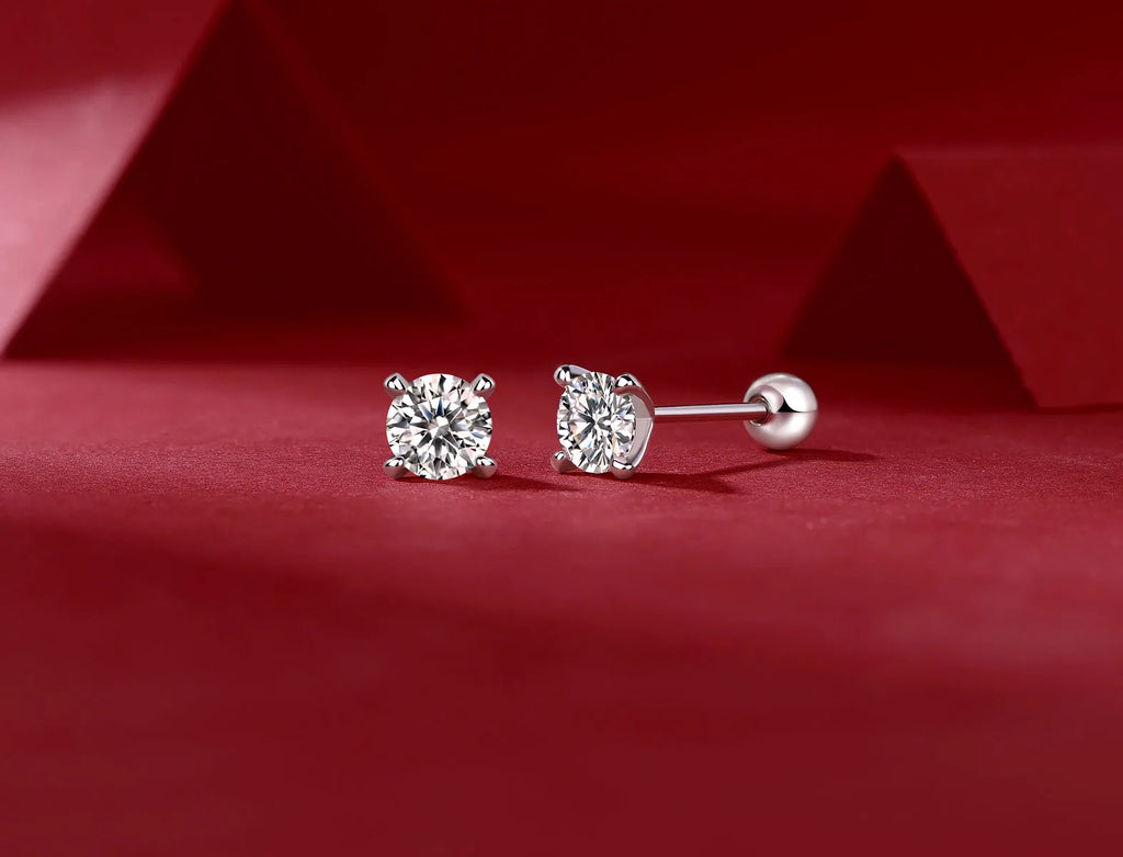 Time Imprint 0.5-carat moissanite stud earrings set in platinum-plated S925 silver with gift box and GRA certificate
