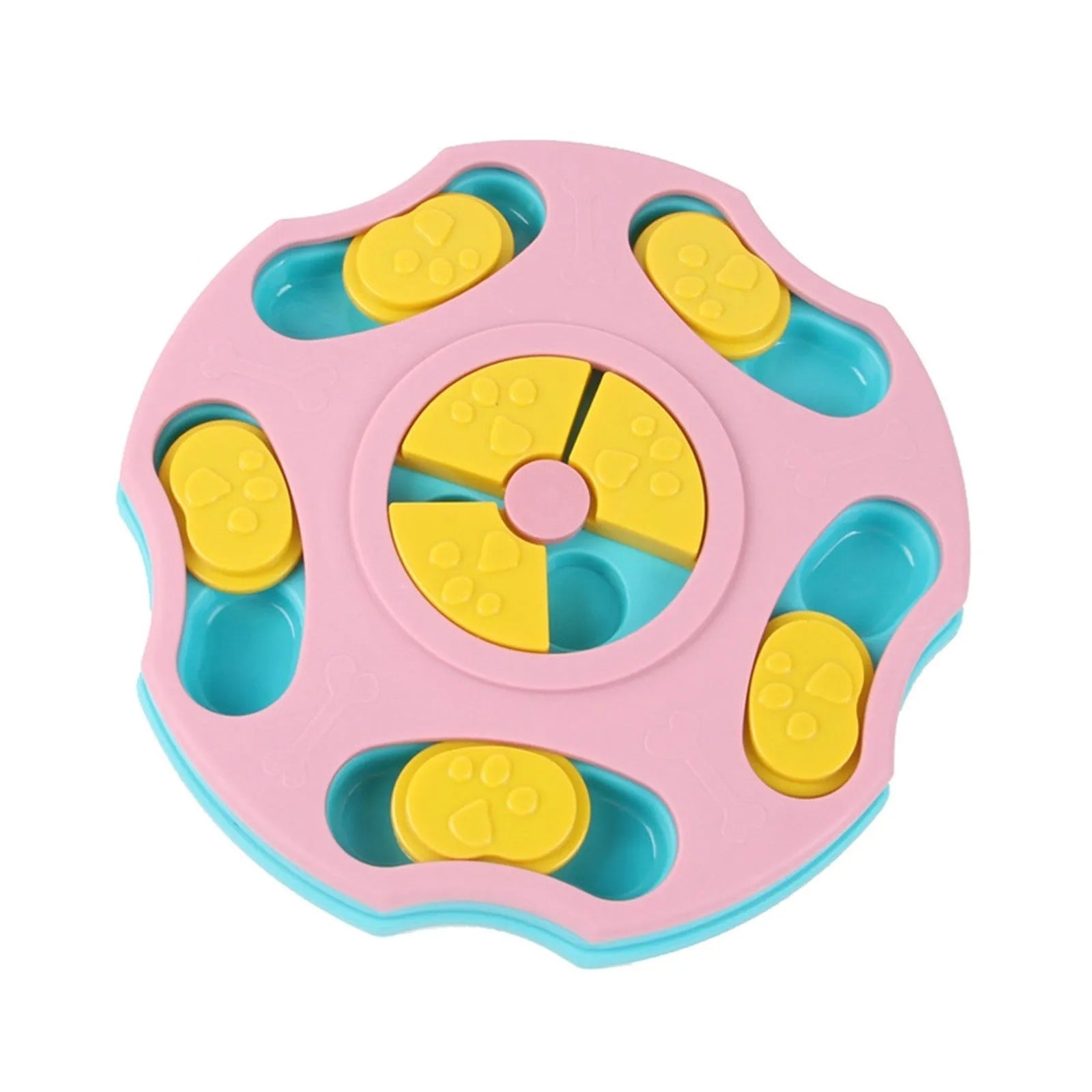 Blue dog puzzle feeder toy with interactive food searching design for aggressive chewers