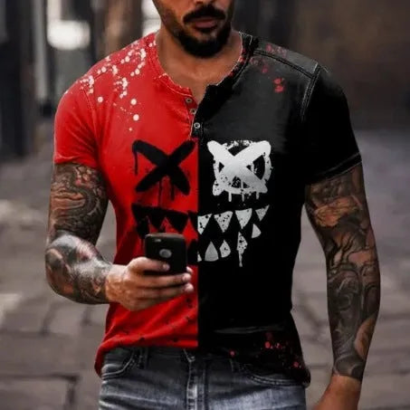 Men's short sleeve polyester sports shirt with lapel buttons in bird eye cloth fabric