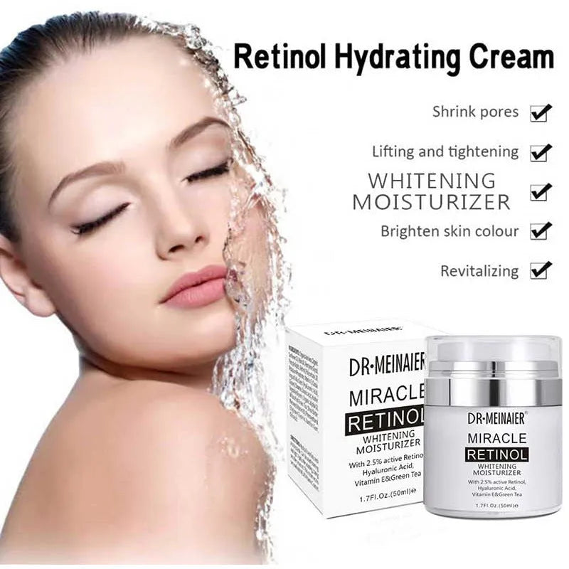 50ml retinol moisturising cream jar, shrinks pores and restores skin care product