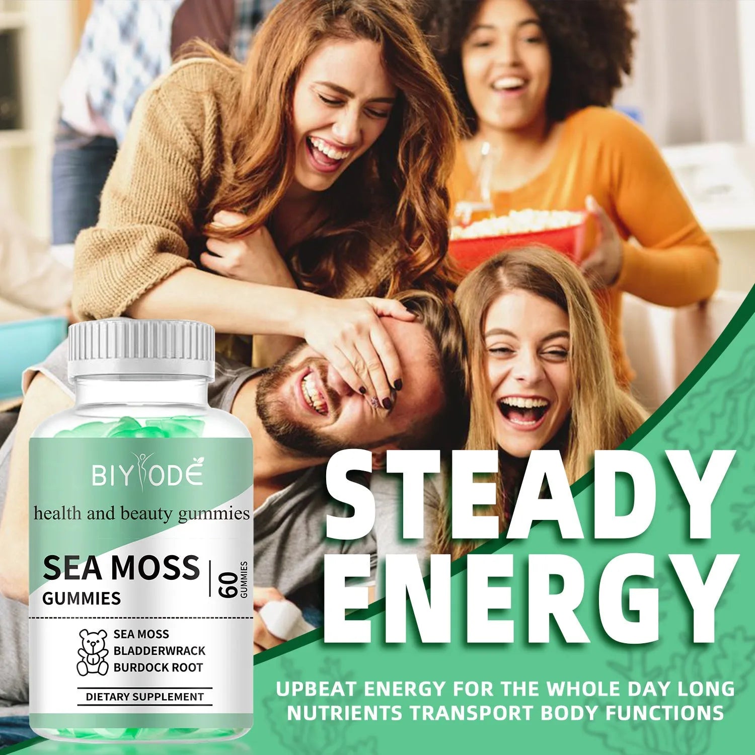 Halal sugar free sea moss gummy supplement 60 gummies organic Irish sea moss extract digest support