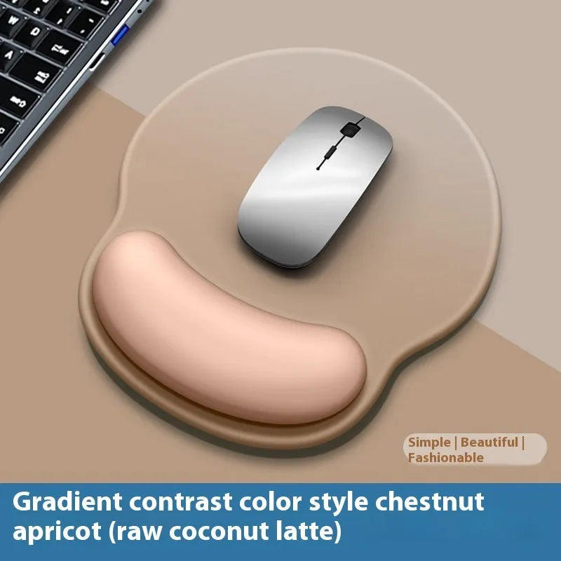 Silicone mouse mat with wrist support pad in gradient blue-black colour pattern