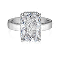 French S925 sterling silver ring for women – geometric quadrilateral shape, platinum white diamond finish, size No 7 on finger