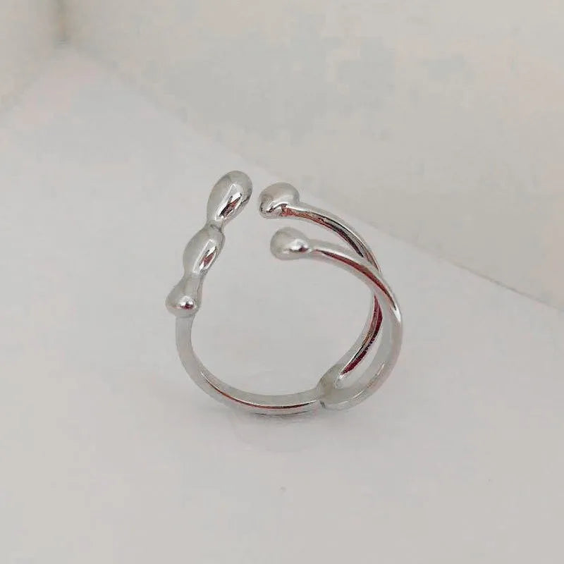 Gold or silver plated brass opening ring with circular sphere design for women