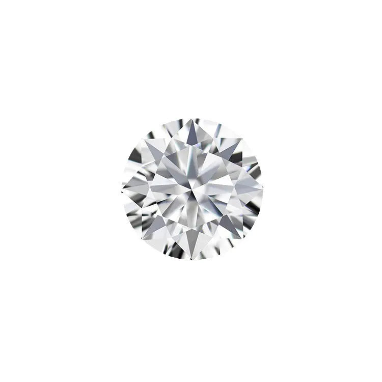 Round moissanite gem stone showing eight hearts and eight arrows cut pattern