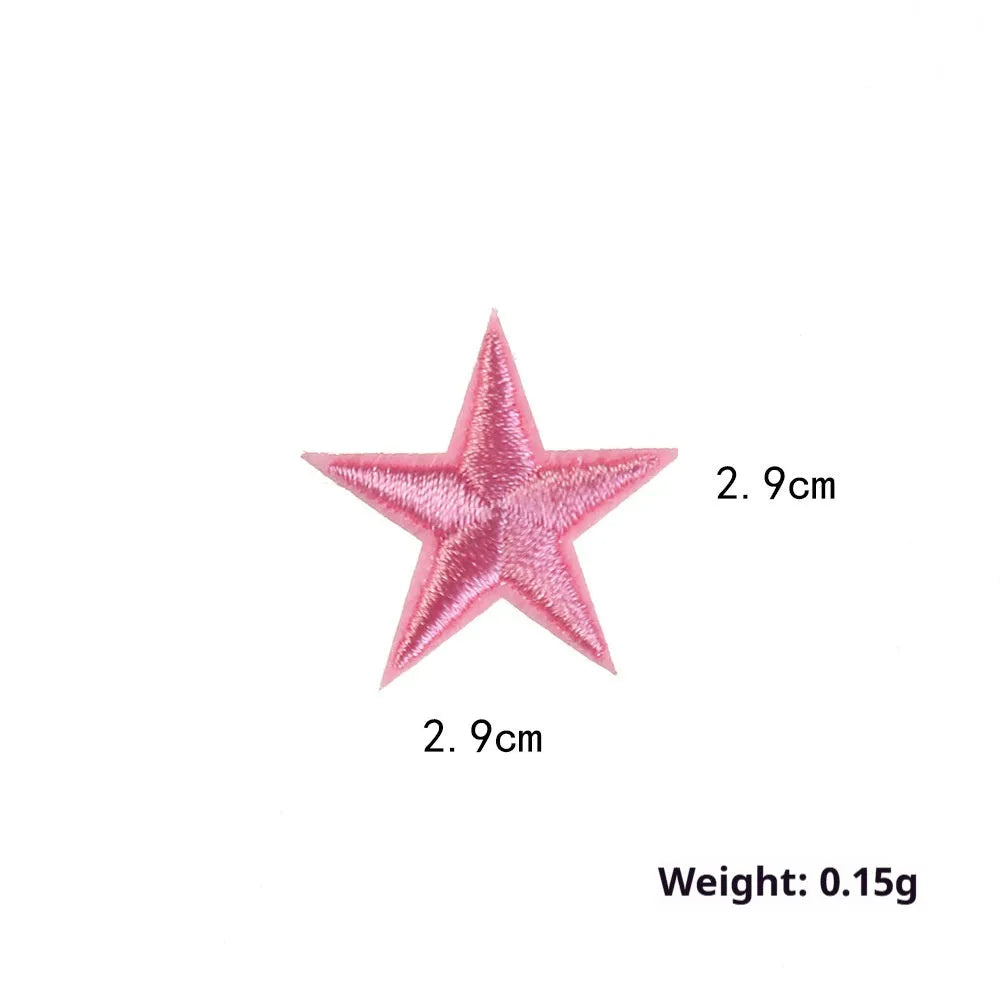 Colourful embroidered five-pointed star cloth stickers for DIY fabric decoration