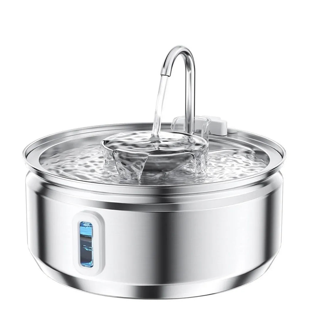 All stainless steel pet water dispenser round runway type large capacity for cats and dogs