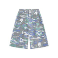 Camouflage colour cotton cropped work trousers with a straight leg and front pocket