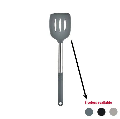 12-piece silicone kitchen utensil set with rotating storage bucket in black, dark gray or khaki