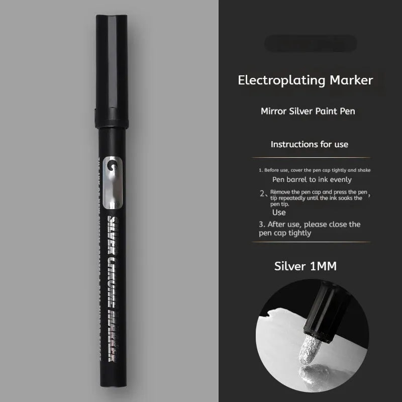 Waterproof mirror marker pen with choice of 1mm or 2mm nib on a plastic body.