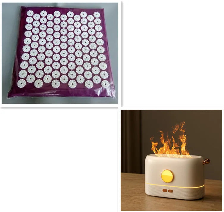 Black USB flame humidifier with 200ml water tank on wooden desktop with mist and simulated flame effect