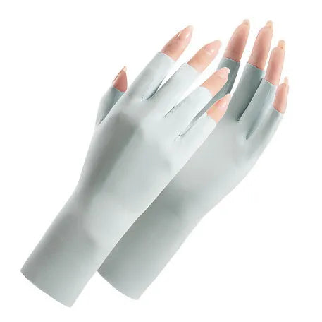 Women's UPF50 ice silk sun protection gloves in multiple colours for driving and gardening