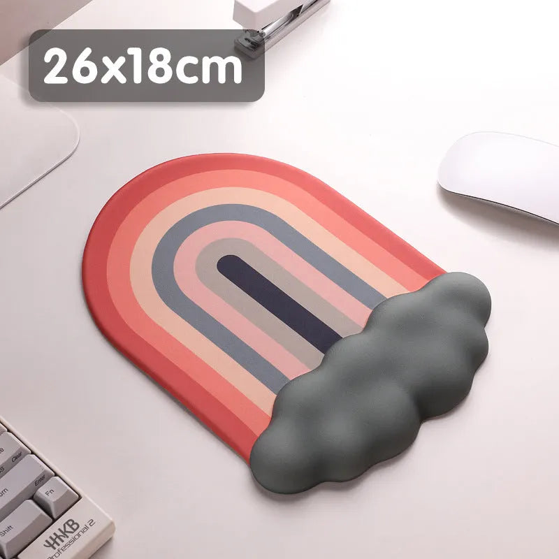 Silicone wrister mouse pad and keyboard support set with cloud pattern in choice of four colours
