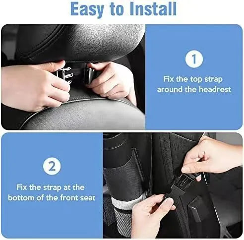 Black Oxford cloth car seat back hanging storage bag measuring 42x30cm with multifunction pocket design